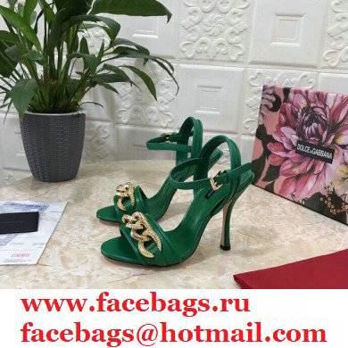 Dolce  &  Gabbana Heel 10.5cm Leather Chain Sandals Green 2021